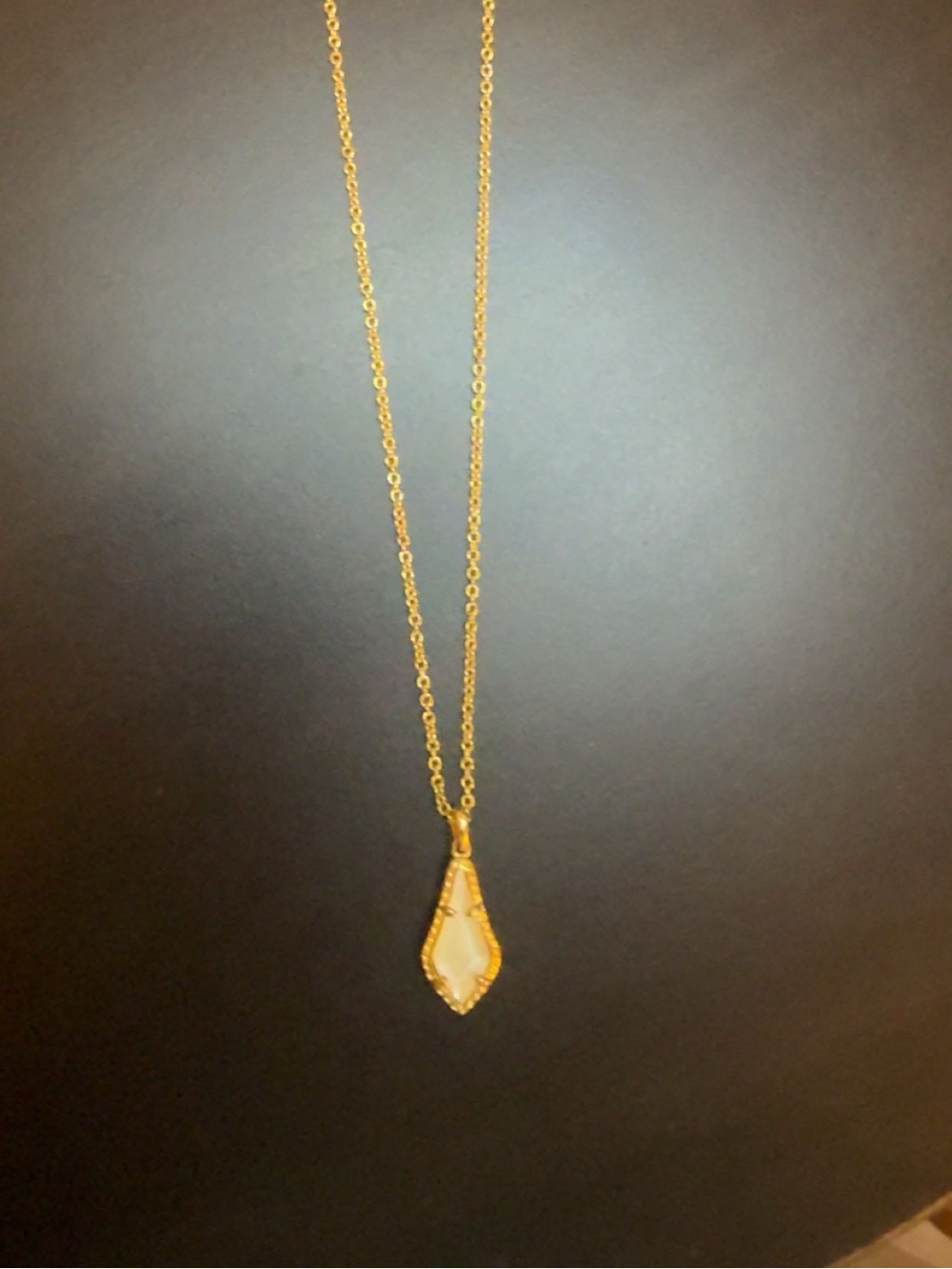Kendra Scott Gold Pendant Necklace with White Stone